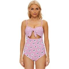 Girly Girlie Punk Skull Knot Front One-piece Swimsuit by Ket1n9