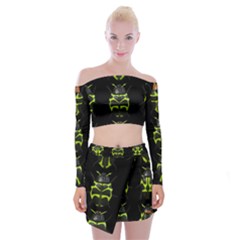 Beetles-insects-bugs- Off Shoulder Top with Mini Skirt Set