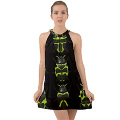 Beetles-insects-bugs- Halter Tie Back Chiffon Dress