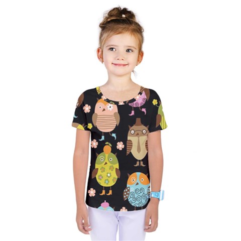 Cute Owls Pattern Kids  One Piece T-shirt by Ket1n9