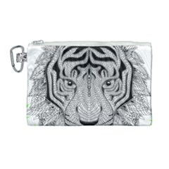 Tiger Head Canvas Cosmetic Bag (large) by Ket1n9