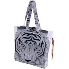 Tiger Head Drawstring Tote Bag by Ket1n9