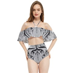 Tiger Head Halter Flowy Bikini Set  by Ket1n9