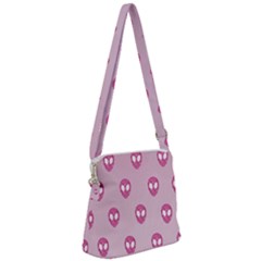 Alien Pattern Pink Zipper Messenger Bag by Ket1n9