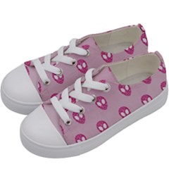 Alien Pattern Pink Kids  Low Top Canvas Sneakers by Ket1n9