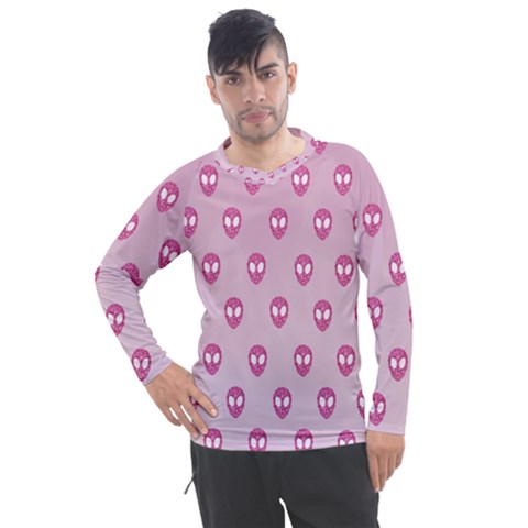 Alien Pattern Pink Men s Pique Long Sleeve T-shirt by Ket1n9