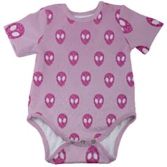 Alien Pattern Pink Baby Short Sleeve Bodysuit by Ket1n9