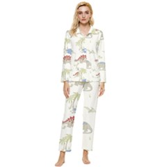 Dinosaur Art Pattern Womens  Long Sleeve Velvet Pocket Pajamas Set by Ket1n9