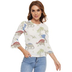 Dinosaur Art Pattern Bell Sleeve Top