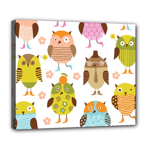 Cute Owls Pattern Deluxe Canvas 24  x 20  (Stretched)