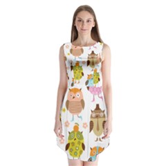 Cute Owls Pattern Sleeveless Chiffon Dress   by Ket1n9