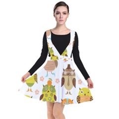 Cute Owls Pattern Plunge Pinafore Dress