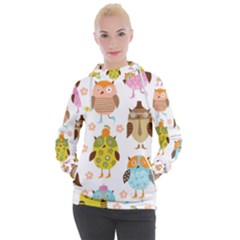 Cute Owls Pattern Women s Hooded Pullover