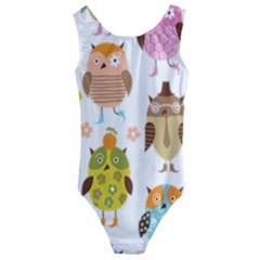 Cute Owls Pattern Kids  Cut-Out Back One Piece Swimsuit