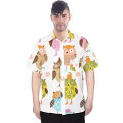 Cute Owls Pattern Men s Hawaii Shirt