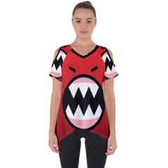 Funny Angry Cut Out Side Drop T-shirt