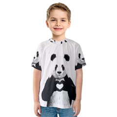Panda Love Heart Kids  Sport Mesh T-Shirt