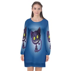 Cats Funny Long Sleeve Chiffon Shift Dress  by Ket1n9