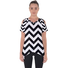 Black And White Chevron Cut Out Side Drop T-shirt