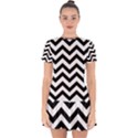 Black And White Chevron Drop Hem Mini Chiffon Dress View1