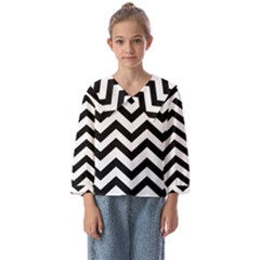 Black And White Chevron Kids  Sailor Shirt by Ket1n9