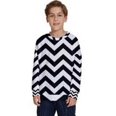 Black And White Chevron Kids  Crewneck Sweatshirt by Ket1n9