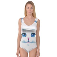 Cute White Cat Blue Eyes Face Princess Tank Leotard  by Ket1n9