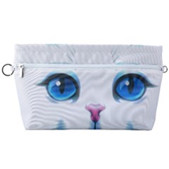 Cute White Cat Blue Eyes Face Handbag Organizer by Ket1n9