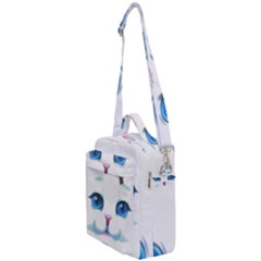 Cute White Cat Blue Eyes Face Crossbody Day Bag by Ket1n9