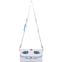 Cute White Cat Blue Eyes Face Mini Crossbody Handbag by Ket1n9