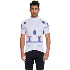 Cute White Cat Blue Eyes Face Men s Short Sleeve Cycling Jersey by Ket1n9