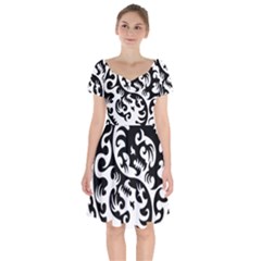 Ying Yang Tattoo Short Sleeve Bardot Dress by Ket1n9