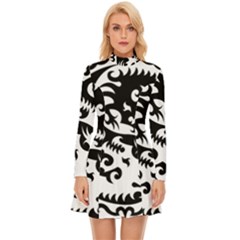 Ying Yang Tattoo Long Sleeve Velour Longline Dress by Ket1n9