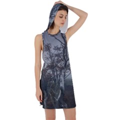 Nature s Resilience: Tierra Del Fuego Forest, Argentina Racer Back Hoodie Dress by dflcprintsclothing