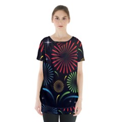 Fireworks With Star Vector Skirt Hem Sports Top by Ket1n9