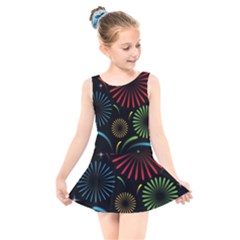 Fireworks With Star Vector Kids  Skater Dress Swimsuit by Ket1n9