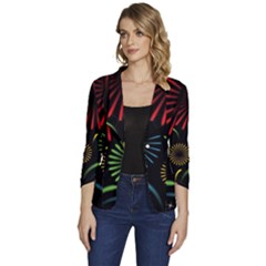 Fireworks With Star Vector Women s One-button 3/4 Sleeve Short Jacket