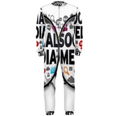 Social Media Computer Internet Typography Text Poster Onepiece Jumpsuit (men) by Ket1n9