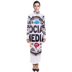 Social Media Computer Internet Typography Text Poster Turtleneck Maxi Dress by Ket1n9