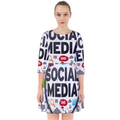 Social Media Computer Internet Typography Text Poster Smock Dress by Ket1n9