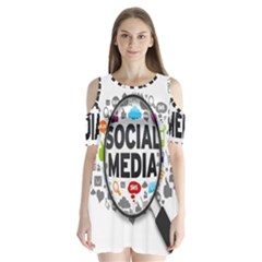 Social Media Computer Internet Typography Text Poster Shoulder Cutout Velvet One Piece by Ket1n9