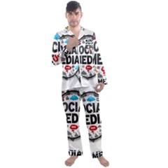 Social Media Computer Internet Typography Text Poster Men s Long Sleeve Satin Pajamas Set by Ket1n9