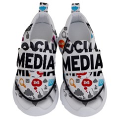 Social Media Computer Internet Typography Text Poster Kids  Velcro No Lace Shoes by Ket1n9