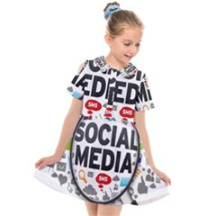 Social Media Computer Internet Typography Text Poster Kids  Short Sleeve Shirt Dress