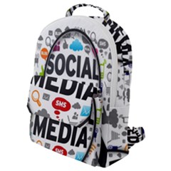 Social Media Computer Internet Typography Text Poster Flap Pocket Backpack (Small)