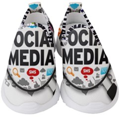 Social Media Computer Internet Typography Text Poster Kids  Slip On Sneakers