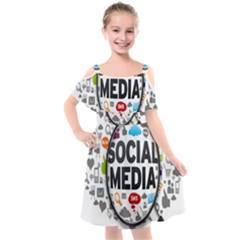 Social Media Computer Internet Typography Text Poster Kids  Cut Out Shoulders Chiffon Dress by Ket1n9