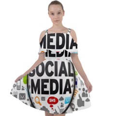 Social Media Computer Internet Typography Text Poster Cut Out Shoulders Chiffon Dress by Ket1n9