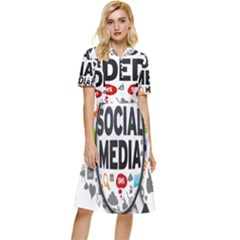 Social Media Computer Internet Typography Text Poster Button Top Knee Length Dress by Ket1n9
