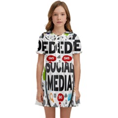 Social Media Computer Internet Typography Text Poster Kids  Sweet Collar Dress